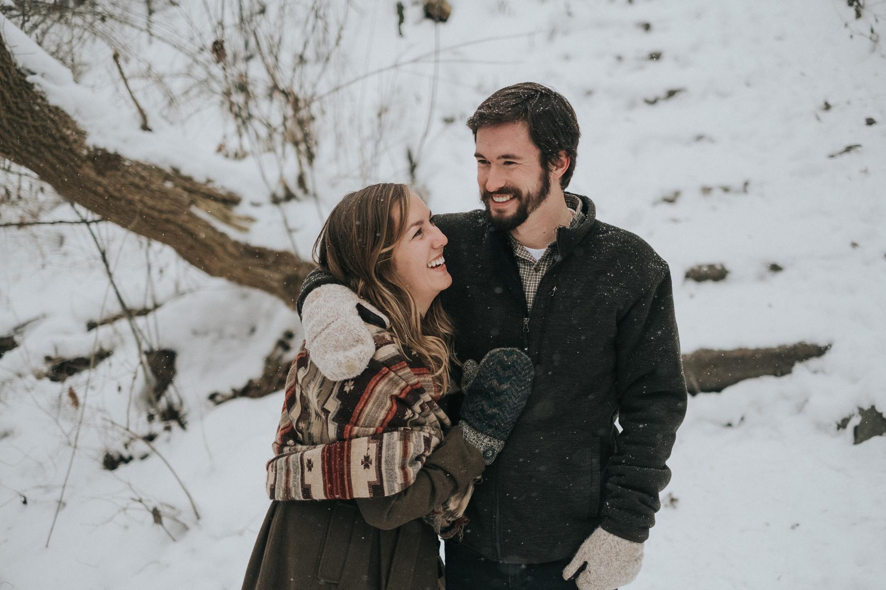 A snowy milwaukee engagement session
